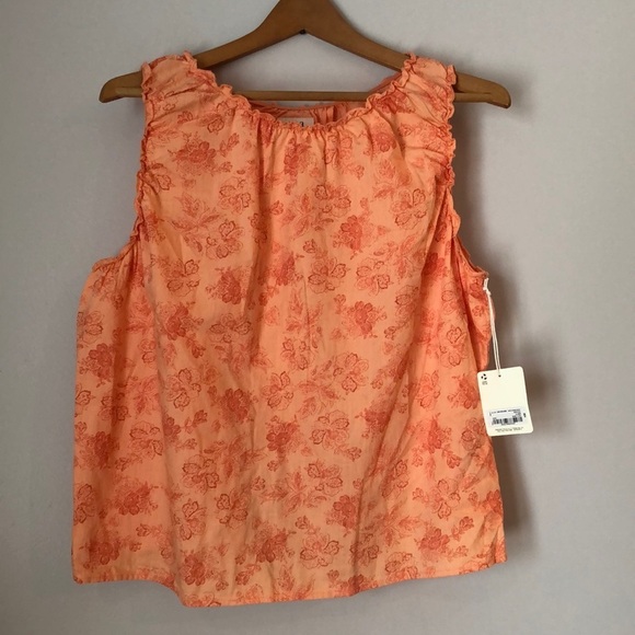 NWT ANA Shirt SZ XL Sleeveless Scoop Neck Cut Out In Back Orange Floral - Picture 3 of 10
